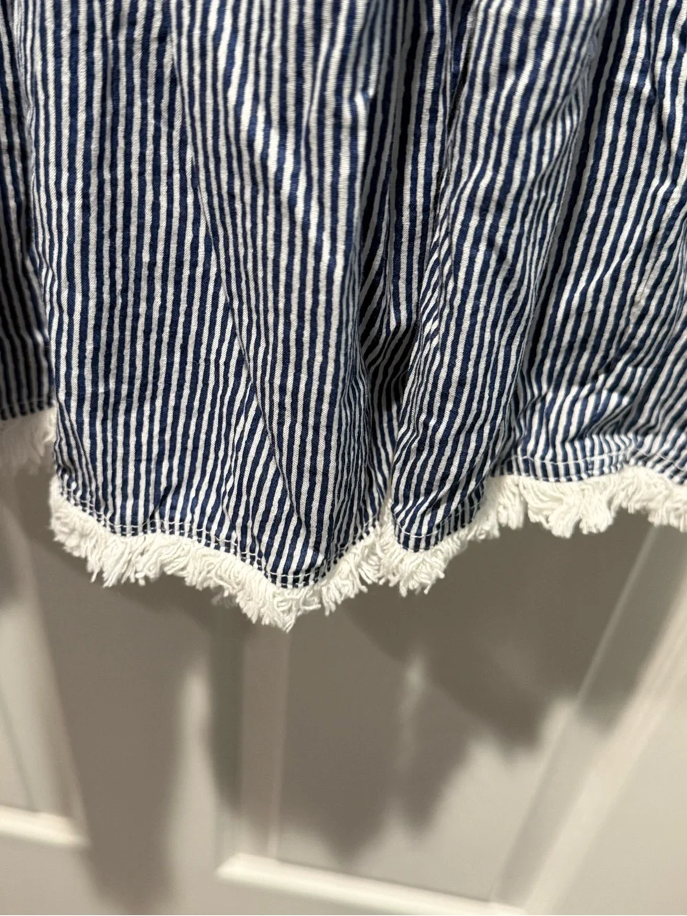 Cynthia Rowley Women's Blue Stripe Tiered Dress with Tassels